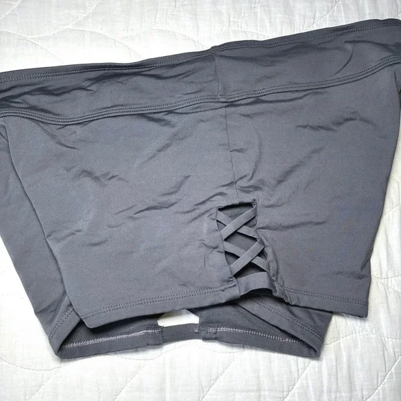 Kona Sol Swim Shorts Bottoms Gray Lattice Side Cutout Summer Athletic Large - Picture 3 of 7